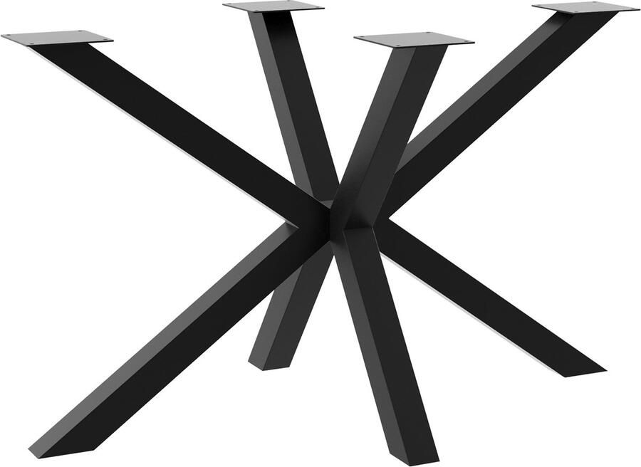 MetaloPro Tafelonderstel Acamar – Zwart Stalen Spinvormig Frame voor Eet- Werk- & Vergadertafels – Modern Design 120x70x72cm