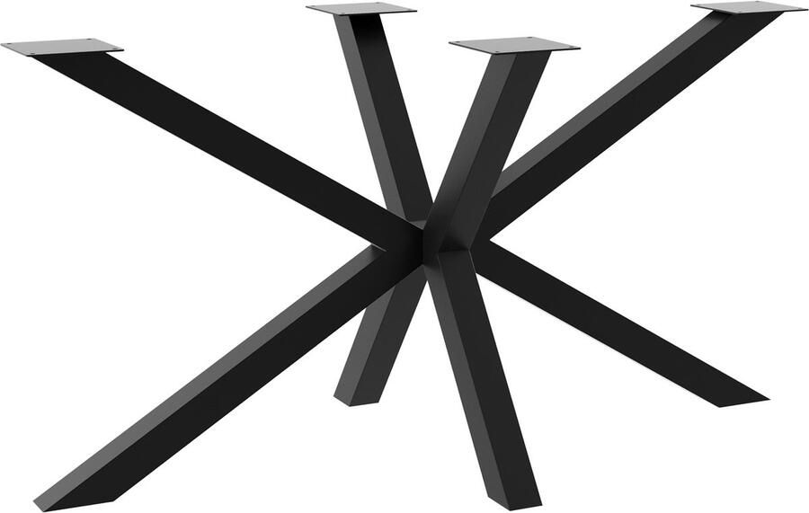 MetaloPro Tafelonderstel Acamar – Zwart Stalen Spinvormig Frame voor Eet- Werk- & Vergadertafels – Modern Design 140x70x72cm