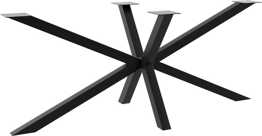 MetaloPro Tafelonderstel Acamar – Zwart Stalen Spinvormig Frame voor Eet- Werk- & Vergadertafels – Modern Design 180x70x72cm