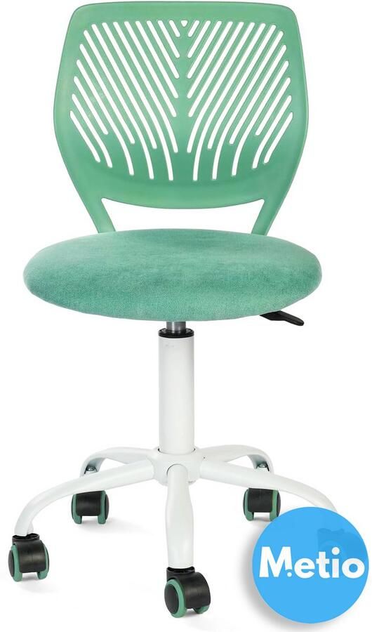 Metio – Ergonomische Bureaustoel Zonder Armleuningen – In Hoogte Verstelbaar 360° Draaibaar Ademend Rugpaneel Compact Ontwerp – Aqua