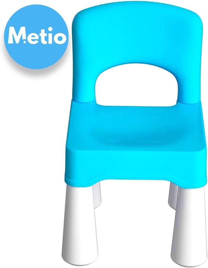 Metio – Kunststof Kinderstoel – Lichtgewicht Duurzaam Antislip & Ergonomisch – Binnen Buiten Gebruik – Blauw
