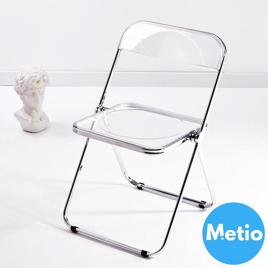 Metio – Luxe Moderne Opvouwbare Stoel van Acryl – Transparant Design – Comfortabel Stapelbaar Ruimtebesparend Waterafstotend – Chroom Frame