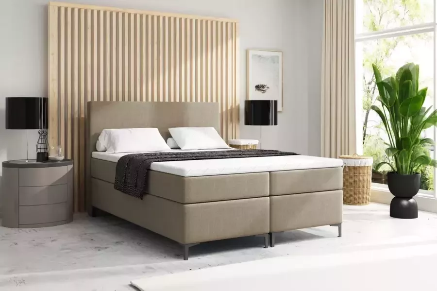 Meuba Home Atlanta Boxspring Beige 180x200 Stof Met topper 8cm