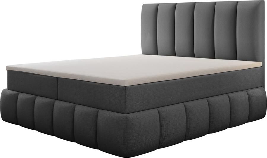 Meuba Home Bali Boxspring Grijs 160x200 Cremona Stof Met topper 8cm