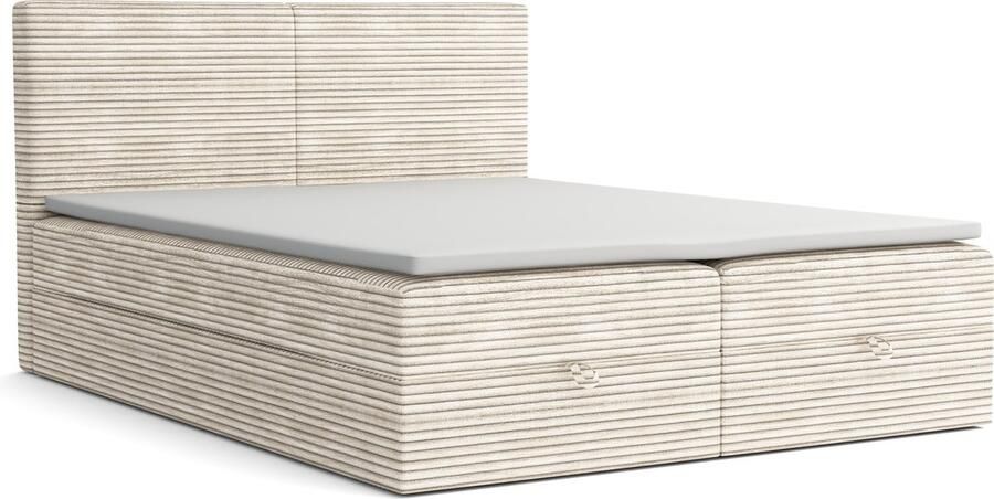 Meuba Home La Perla Boxspring Beige 180x200 Stof Met topper 8cm