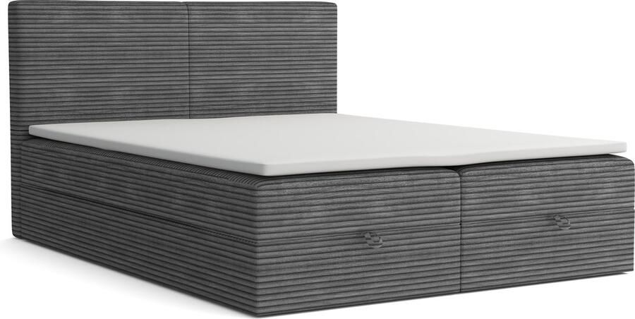 Meuba Home La Perla Boxspring Grijs 140x200 Stof Met topper 8cm