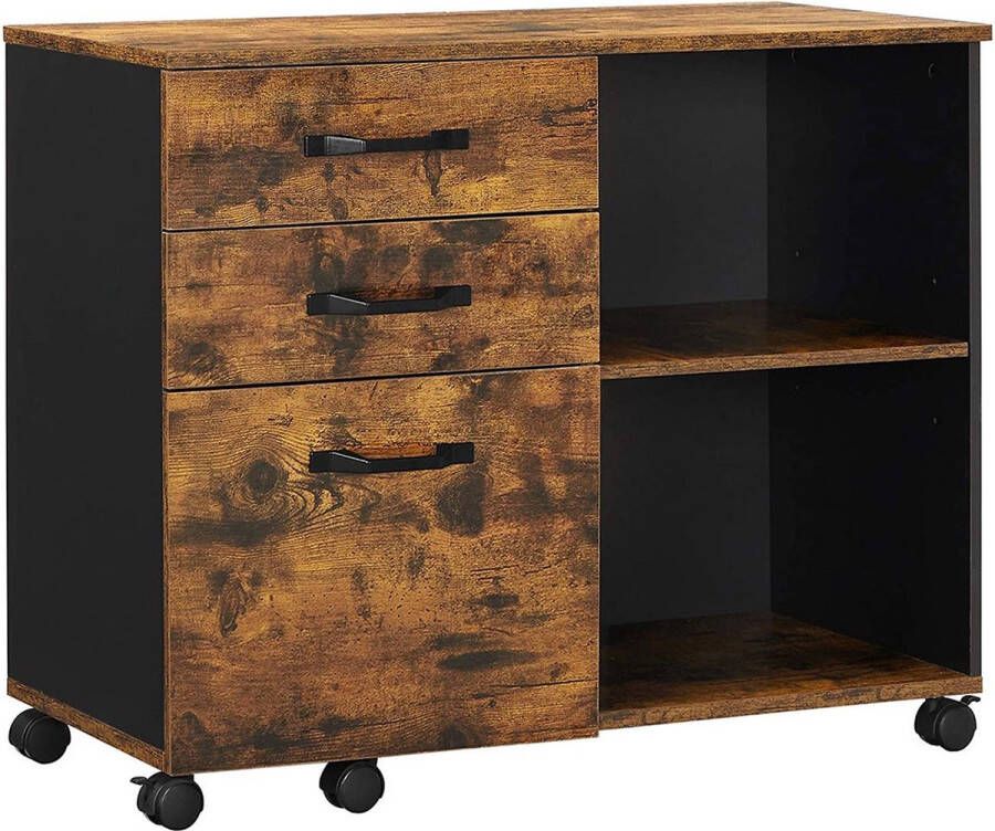 Meubel Gigant Archiefkast Boekenkast Decorkast Opslagkast Met wielen Vintage Bruin