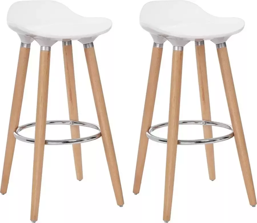 Meubel Gigant Barkruk Keukenstoel Set van 2 Beukenhouten Poten Wit