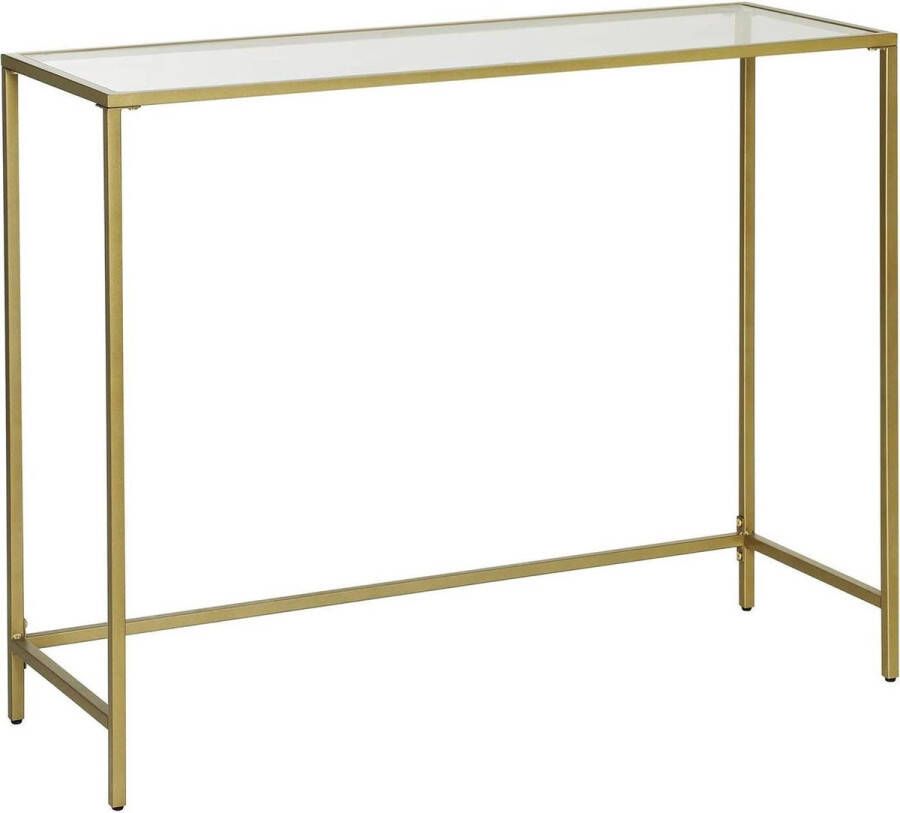 Meubel Gigant Bijzettafel Glazen Tafel Gouden Metalen Frame Gehard Glas