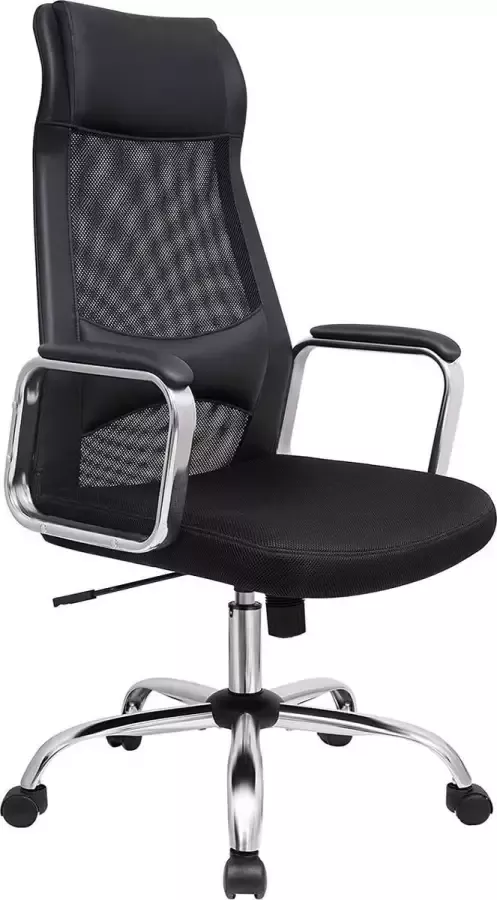 Meubel Gigant Bureaustoel Computerstoel met Netbespanning Hoogte en Rugleuning Verstelbaar Zwart