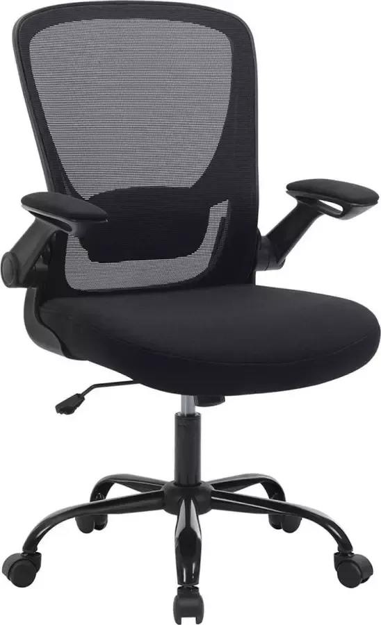 Meubel Gigant Ergonomische Bureaustoel Verstelbare Lendensteun Kantelbaar Inklapbare Armleuning Zwart