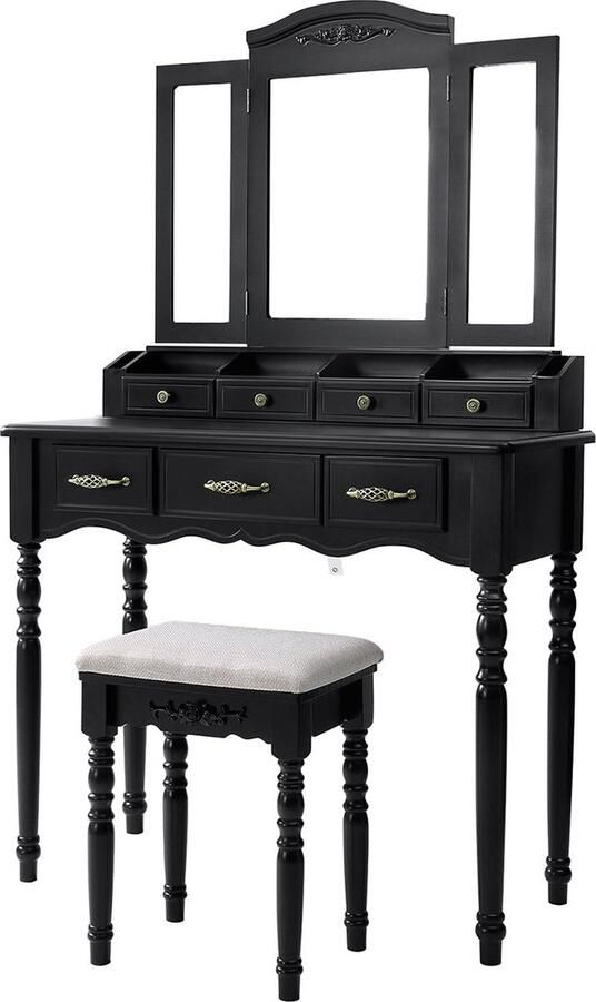 Meubel Gigant Kaptafel Make-up tafel Met 7 lades zwart