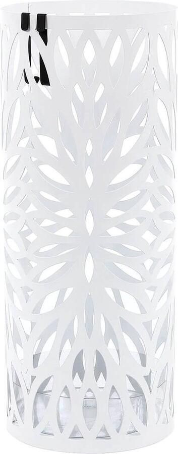 Meubel Gigant Paraplubak Metalen paraplubak Rond Verwijderbare waterbak Met haak Wit