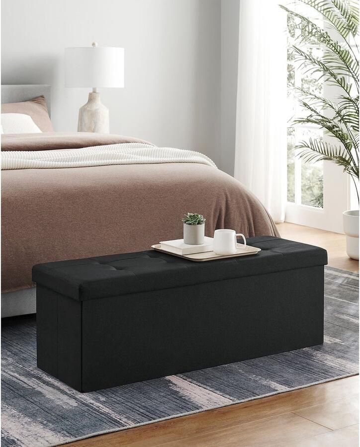 Meubel Gigant Zitkist Bank met deksel Max draagvermogen 300KG 110 x 38 x 38 cm Zwart - Foto 2