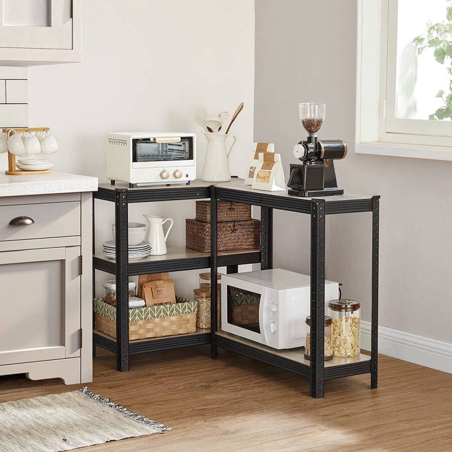 Meubel Gigant Opbergrek Stellingskasten Met 5 niveaus Stalenframe Zwart