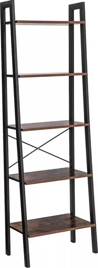 Meubel Gigant Staand rek Decoratie plank Boekenkast Boekenplank Woonkamerkast Woonkamer meubel Vintage Bruin Zwart - Foto 2