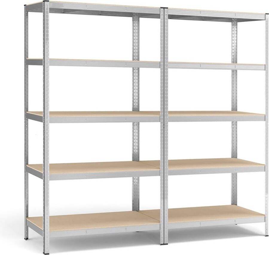 Meubel Gigant Stellingkast Kelderplank Set van 2 200 cm hoog Zilver