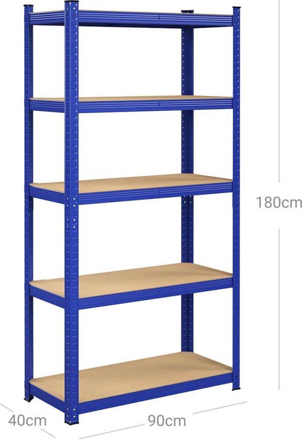 MeubelGigant Opbergrek Stellingkast 5 verstelbare planken Metalen rek 180 x 90 x 40 cm Draagvermogen tot 875 kg