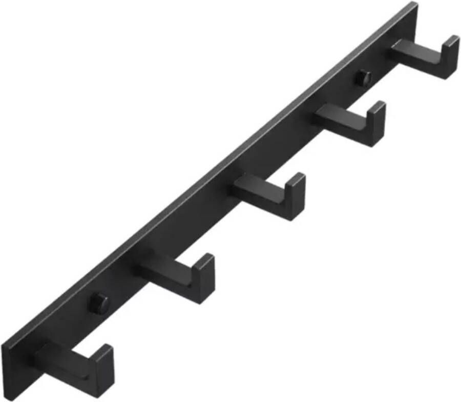 Meubel Meester Wandkapstok 5 Haaks Matt Zwart Handdoekrek Jassenrek inclusief bevestigings 37 5 cmmateriaal Kapstok - Foto 2