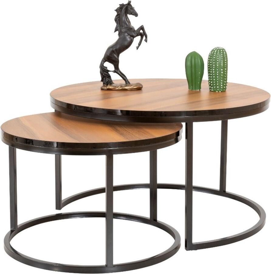 Meubel Sofa Meubelsofa Salontafel Set van 2 Luxe design Bijzettafel Sofa tafel Ovaal Woonkamer tafel Salontafels Rond Ø80 Ø70 - Foto 2