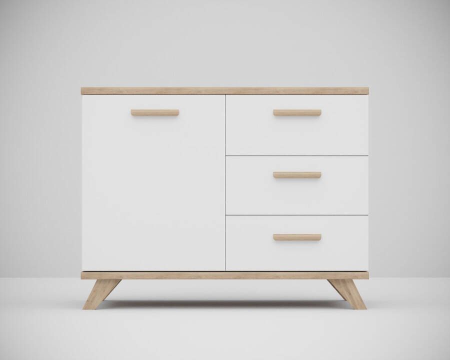 Meubel Square Dressoir SINDI – 100cm Wit Eiken Scandinavische stijl Commode