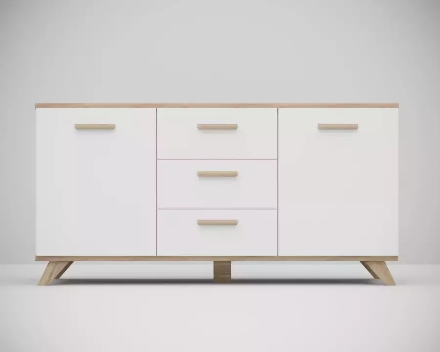 Meubel Square Dressoir SINDI Wit Eiken 150cm Scandinavische stijl Commode Kast