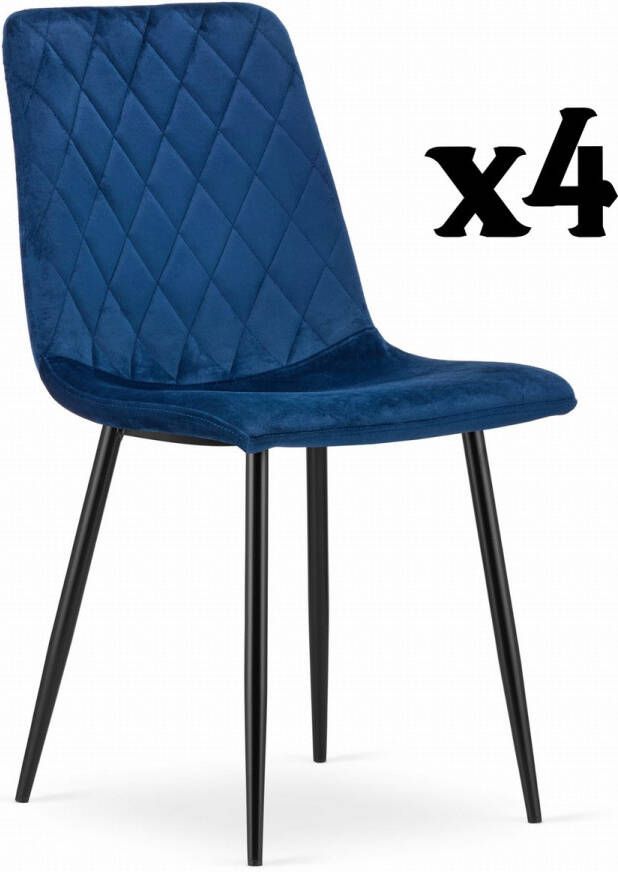 Meubel Square Eetkamerstoel ASET velvet blauw set van 4 kuipstoel eettafel stoelen