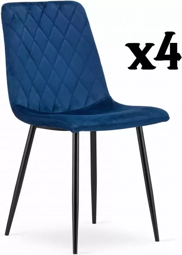 Meubel Square Eetkamerstoel ASET velvet blauw set van 4 kuipstoel eettafel stoelen
