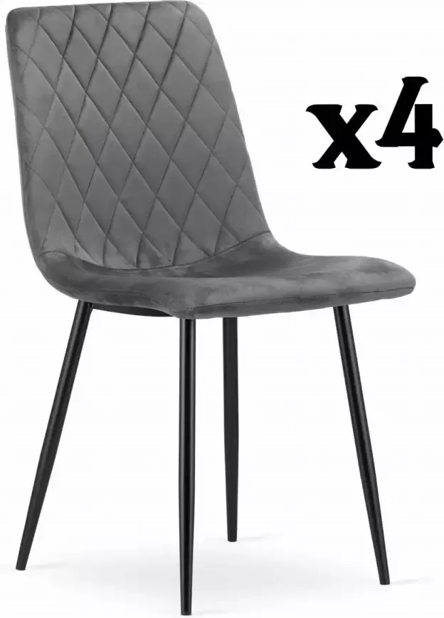 Meubel Square Eetkamerstoel ASET velvet grijs set van 4 kuipstoel eettafel stoelen