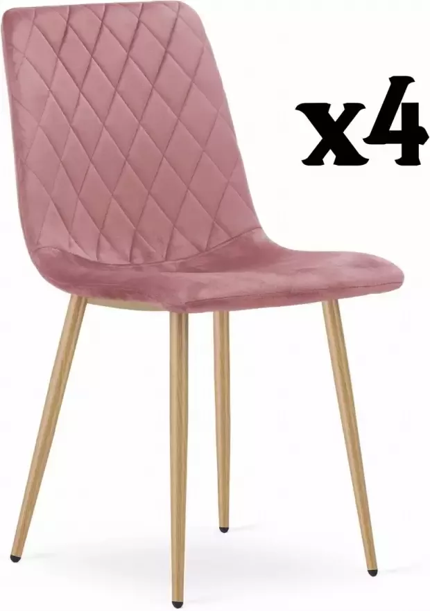 Meubel Square Eetkamerstoel ASET velvet roze set van 4 kuipstoel eettafel stoelen