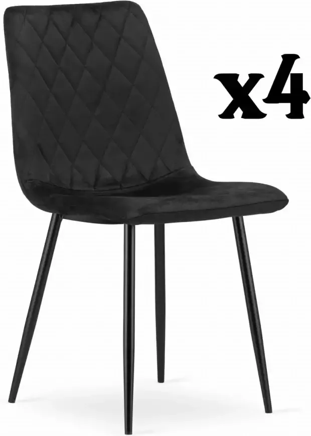 Meubel Square Eetkamerstoel ASET velvet zwart set van 4 kuipstoel eettafel stoelen