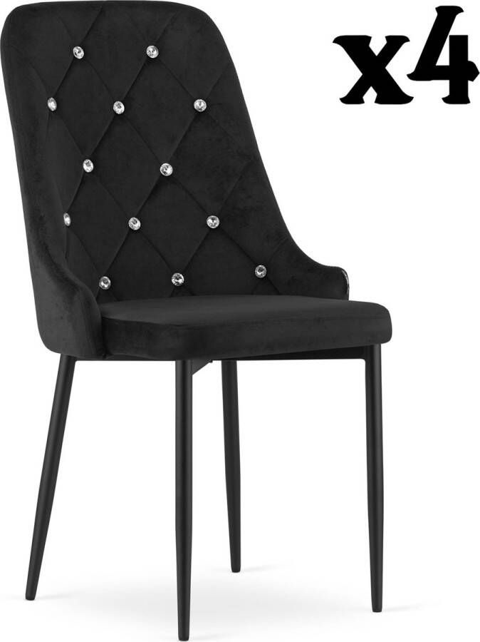 Meubel Square Eetkamerstoel DRACO velvet zwart set van 4 kuipstoel eettafel stoelen