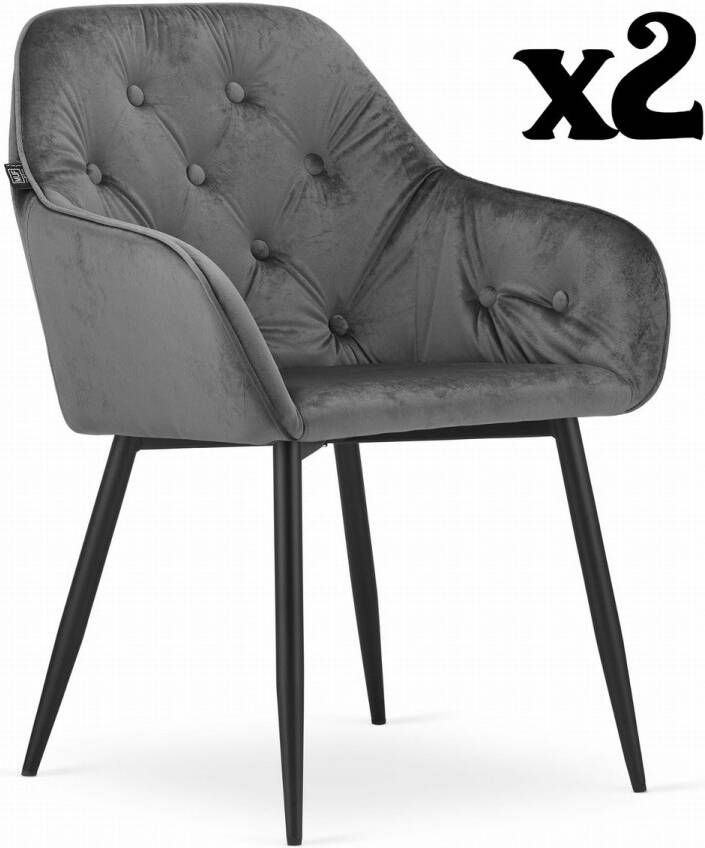 Meubel Square Eetkamerstoel Glam velvet grijs set van 2 kuipstoel