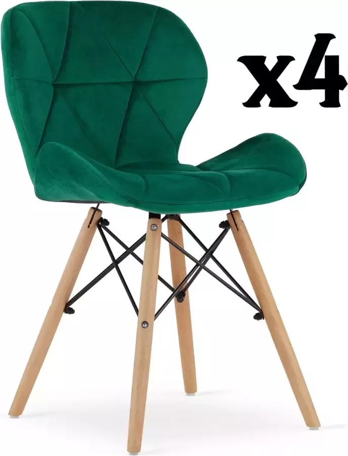 Meubel Square Eetkamerstoel LIT velvet groen set van 4 kuipstoel eettafel stoelen Scandinavische stijl