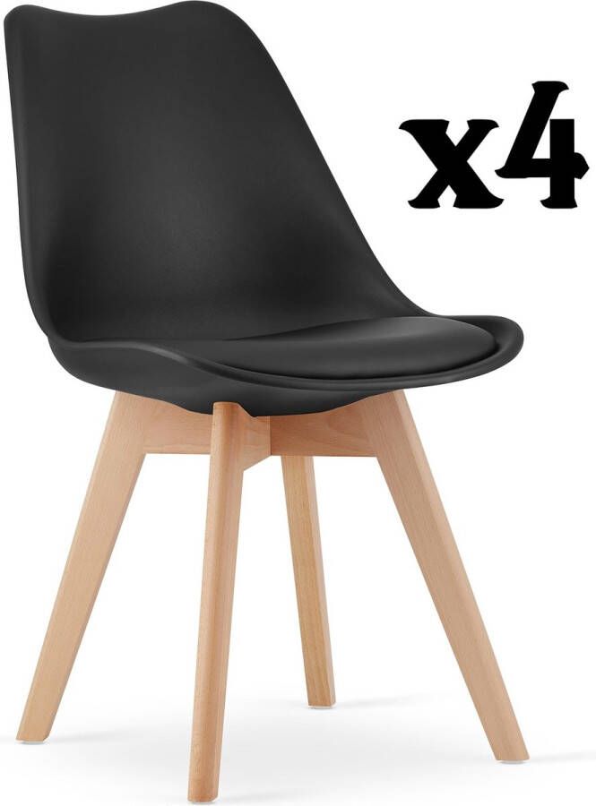 Meubel Square Eetkamerstoel SIGURD zwart set van 4 Kuipstoel Scandinavische stijl