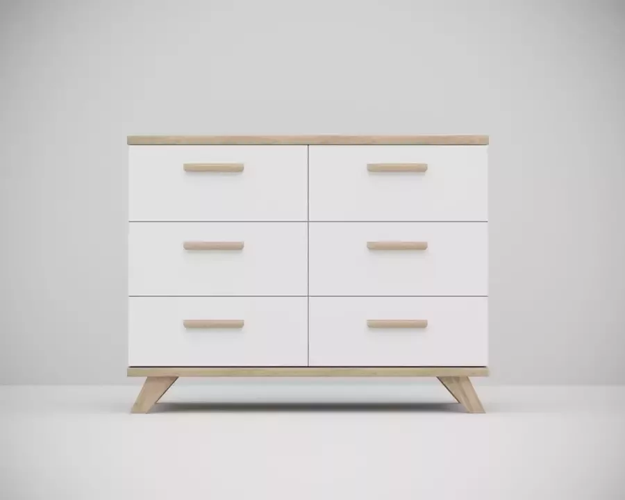 Meubel Square Ladekast SINDI – 100cm Wit Eiken Scandinavische stijl Commode Dressoir