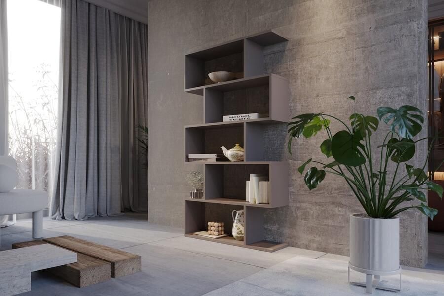 Meubel Square Boekenkast DIAMOND Donkergrijs Opbergkast Boekenplank