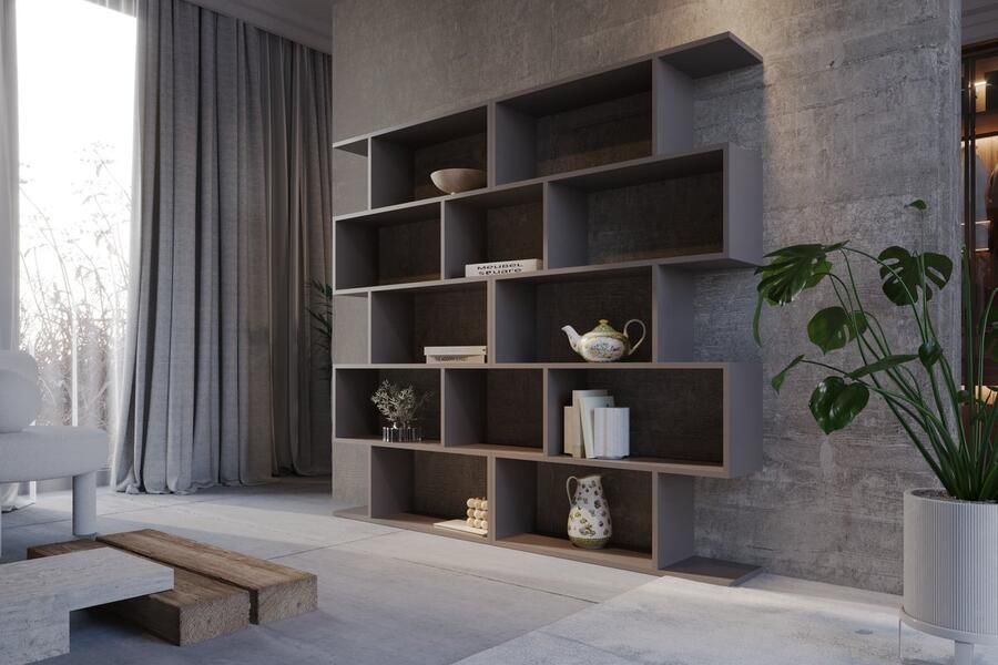 Meubel Square Boekenkast DIAMOND set van 2 Donkergrijs Opbergkast Boekenplank