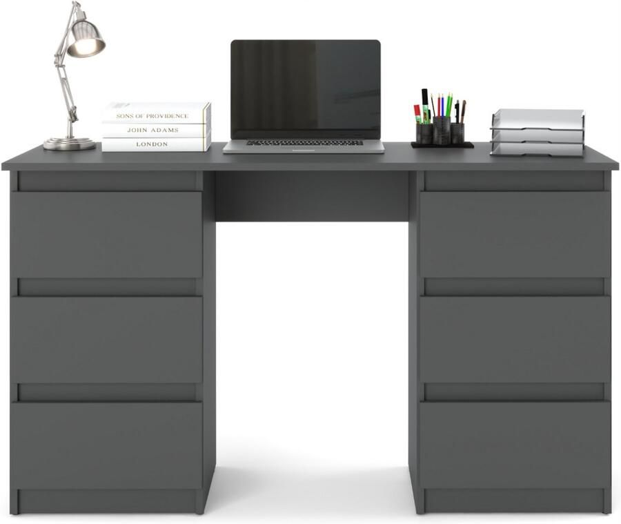 Meubel Square Bureau Bernova Antraciet Kindertafel met 6 lades