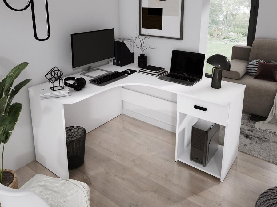 Meubel Square Bureau RANGER Wit 155 cm Groot Hoekbureau