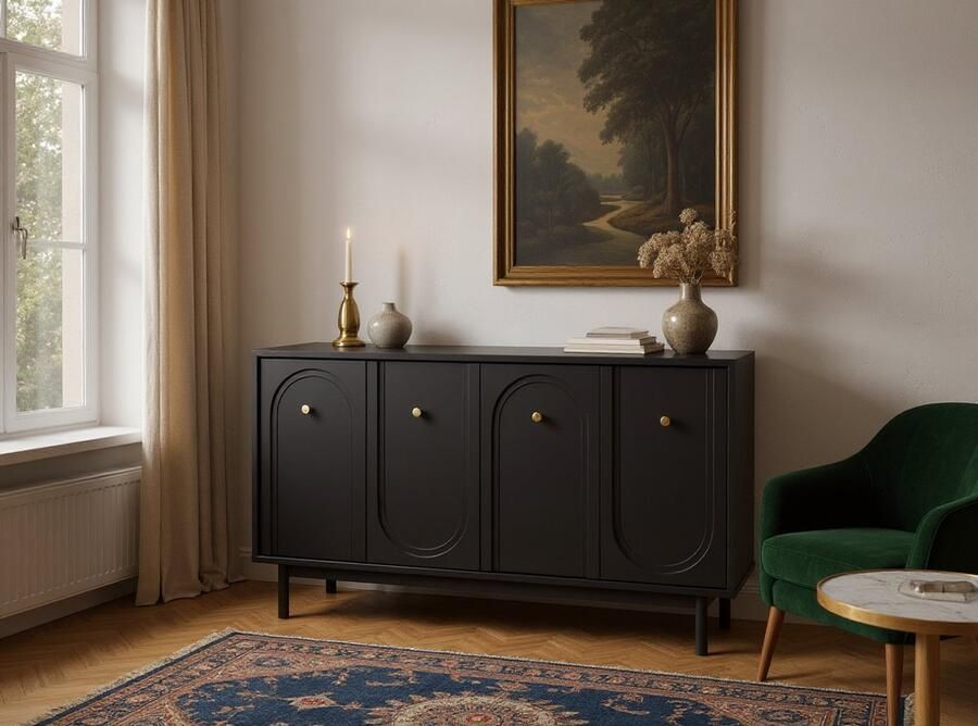 Meubel Square Dressoir Berguno Mat Zwart 154 cm Kast