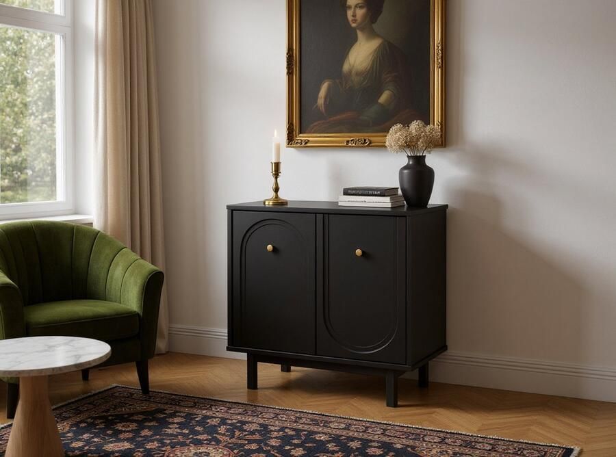 Meubel Square Dressoir Berguno Mat Zwart 79 cm Kast