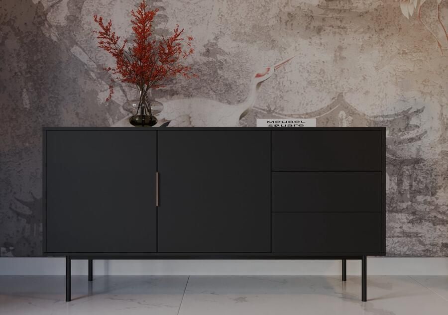 Meubel Square Dressoir Luxora Mat Zwart 154 cm Commode Kast - Foto 2