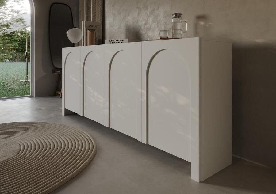 Meubel Square Dressoir Salamia Mat Wit 204cm Kast