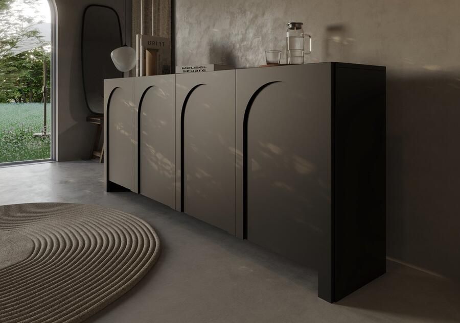 Meubel Square Dressoir Salamia Mat Zwart 204cm Kast