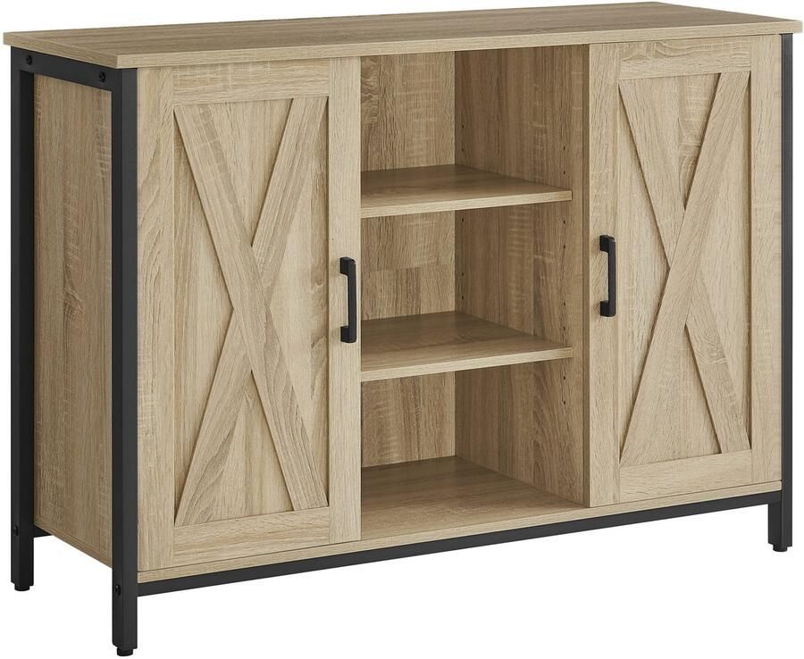 Meubel Square Dressoir Treso Eiken Zwart Kast Hout en Metaal