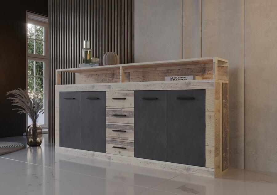 Meubel Square Dressoir Vantage Licht Old Wood 190 cm Commode