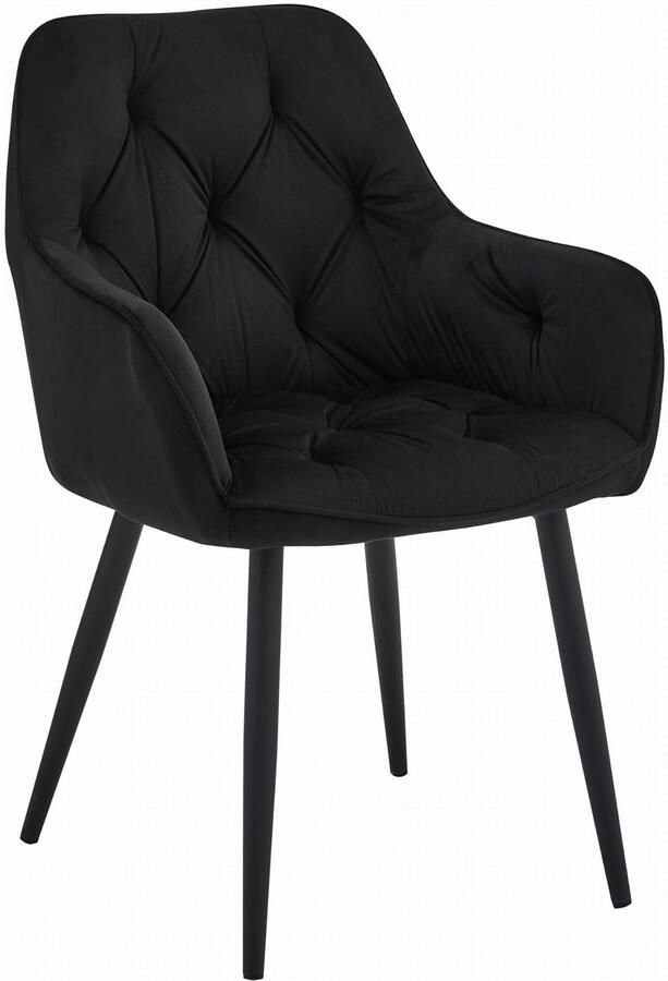 Meubel Square Eetkamerstoel TREVO Zwart Velvet Comfortabele Designstoel met Zwarte Metalen Poten