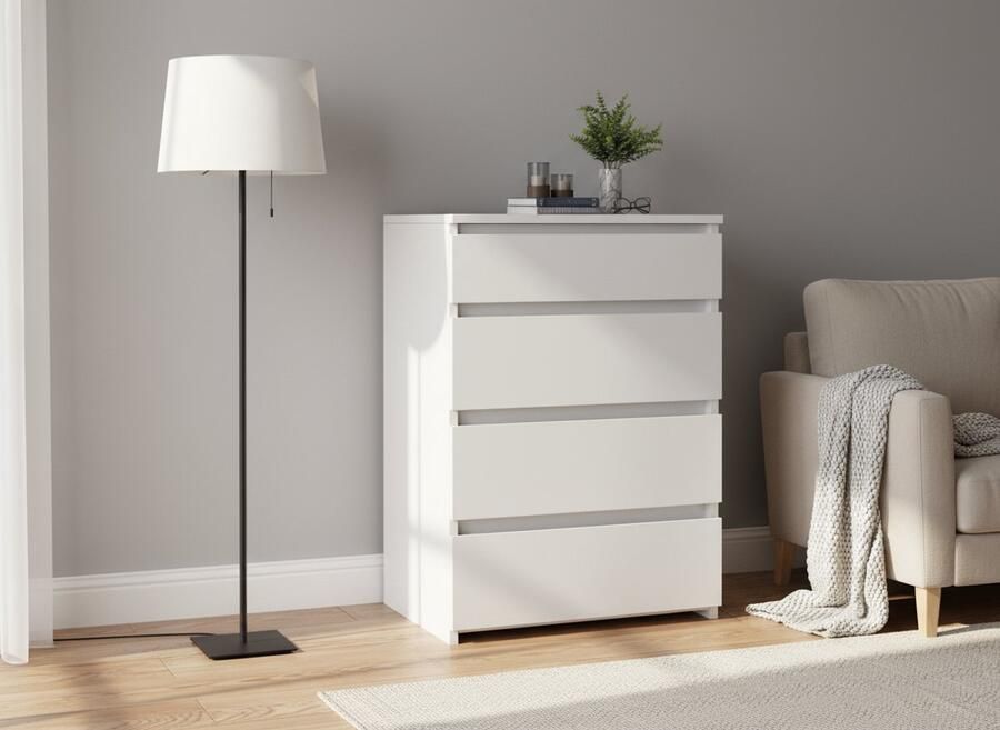Meubel Square Ladekast Kastivo 4L met 4 Lades Wit 60cm Commode Kast