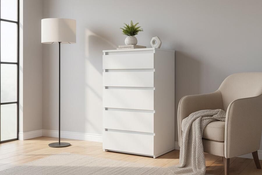 Meubel Square Ladekast Kastivo 5L met 5 Lades Wit 60cm Commode Kast